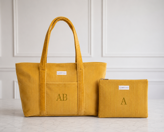 Yellow Tote Bag Corduroy + Yellow Case de Regalo