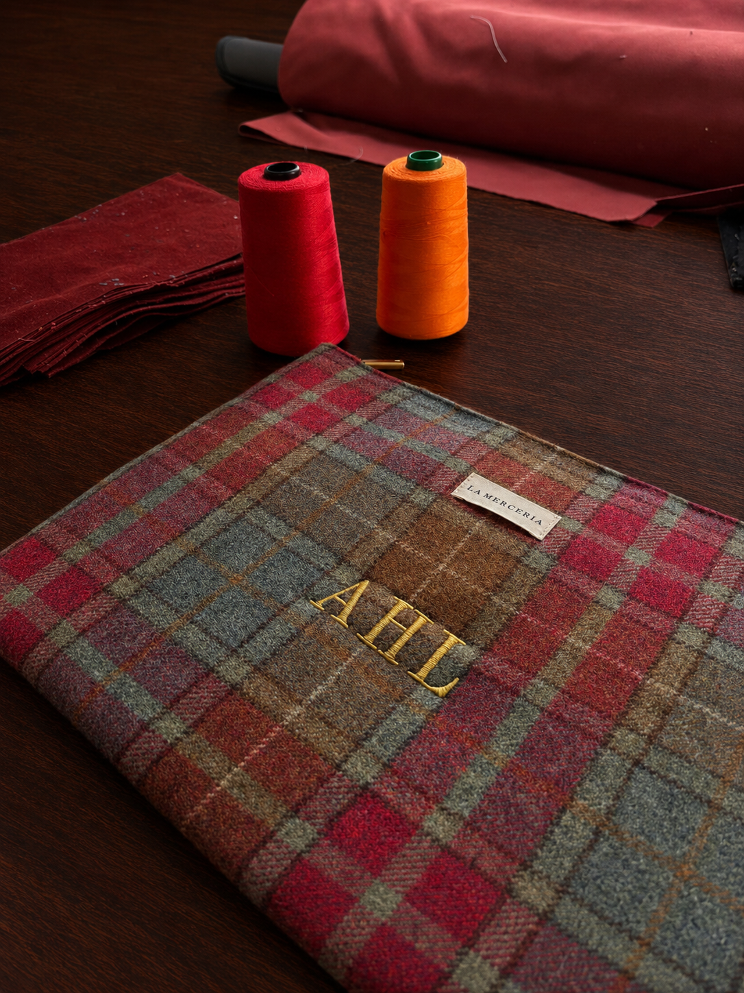 Funda Computador Tweed Rojo