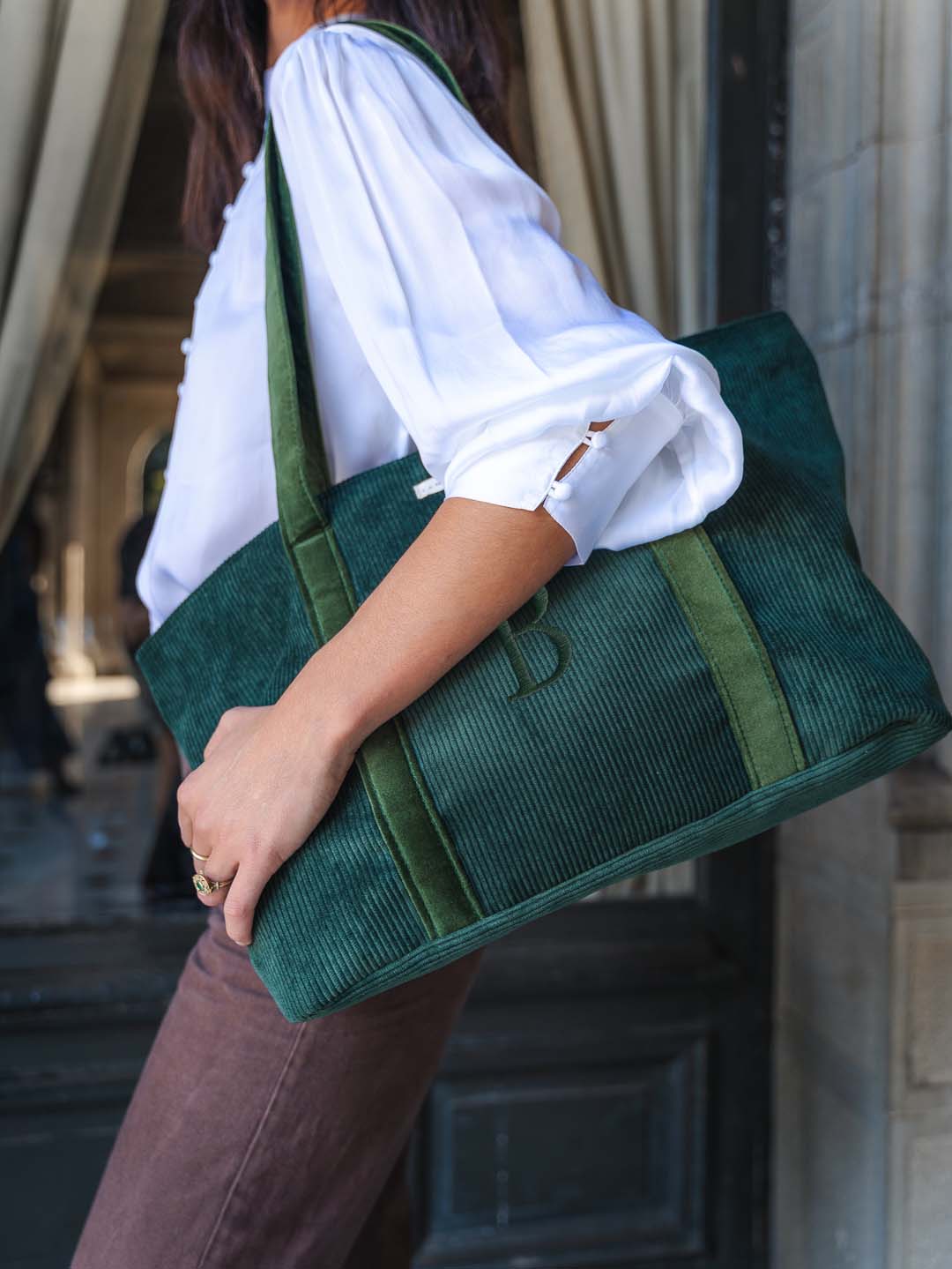 Green Tote Bag Corduroy