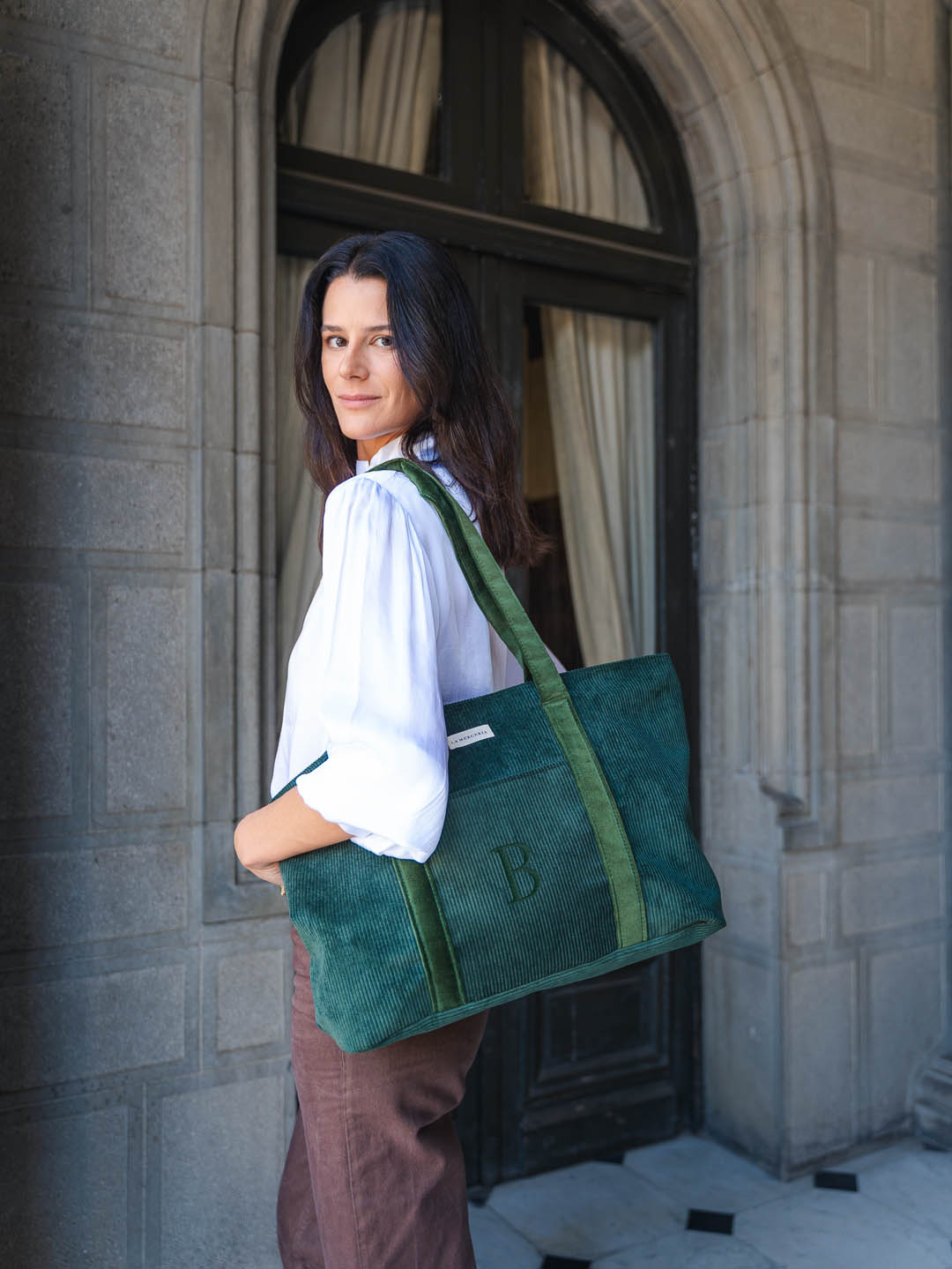 Green Tote Bag Corduroy